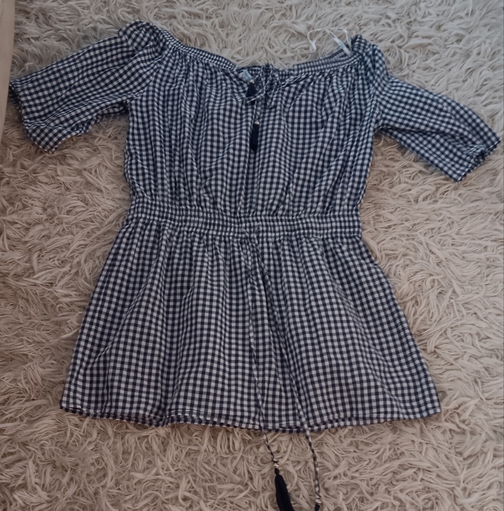 Blue Island Gingham Checkered Women's Romper SZ XL